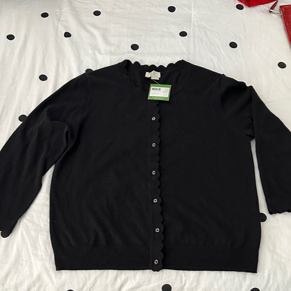 Kate Spade Black Scalloped Cardigan